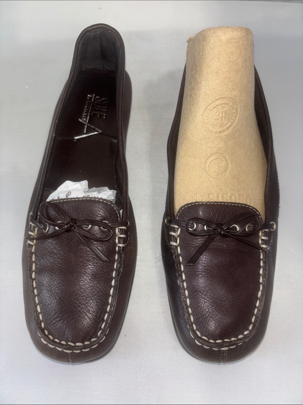 SOLE A by AEROSOLES Dark Brown Leather Slip-On Moccasin Loafers Size 8.5